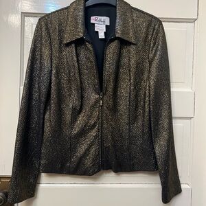 Joseph Ribkoff Metallic Black and Gold Blazer full zip